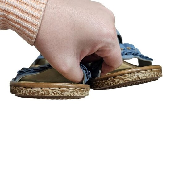 Rieker Womens Blue Embellished Open-Toe Sandals Slip On Boho Sequins Vacation 39 - Picture 10 of 12